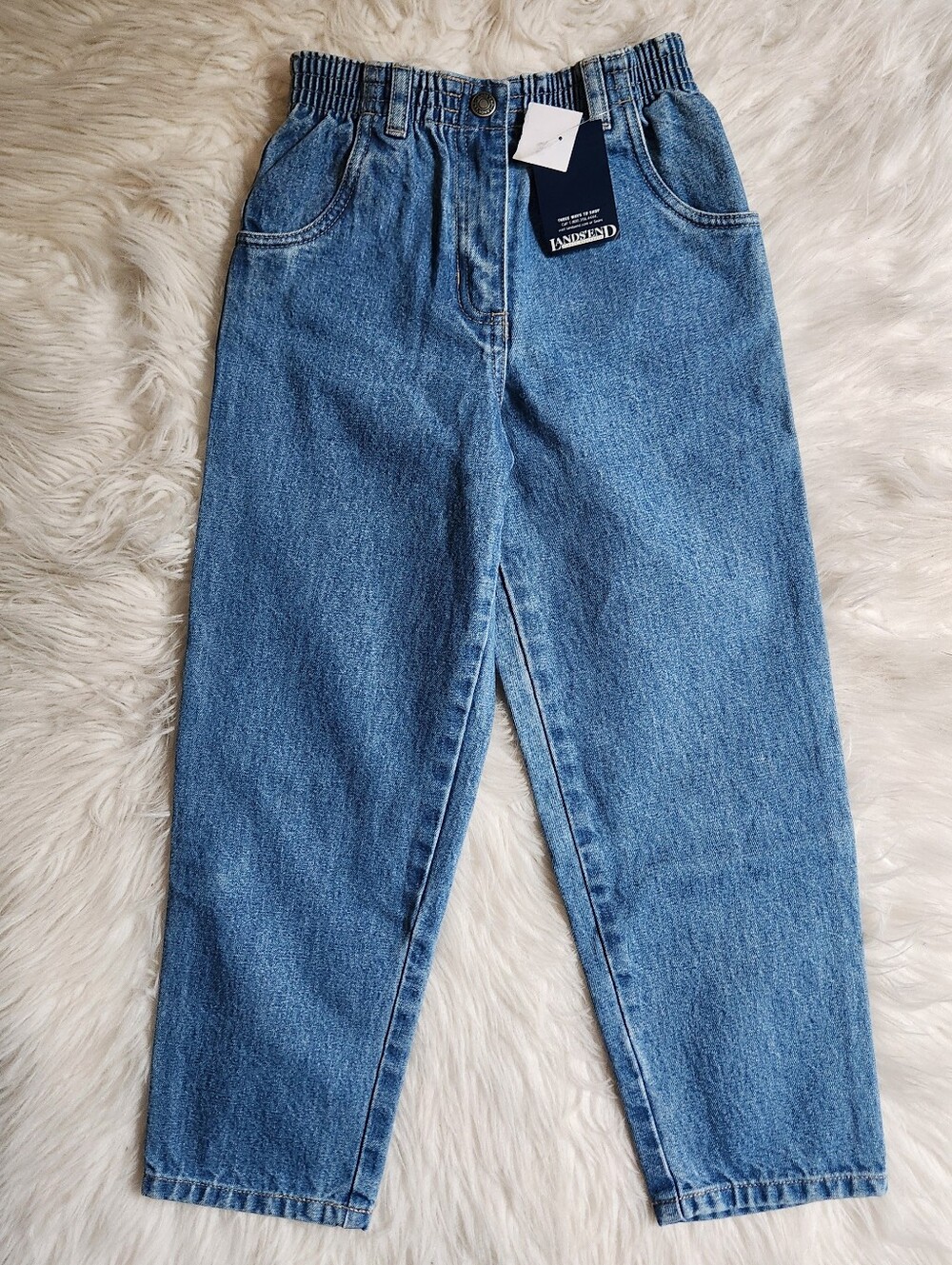 Lands End Girls Elastic Waist Denim Jeans 6